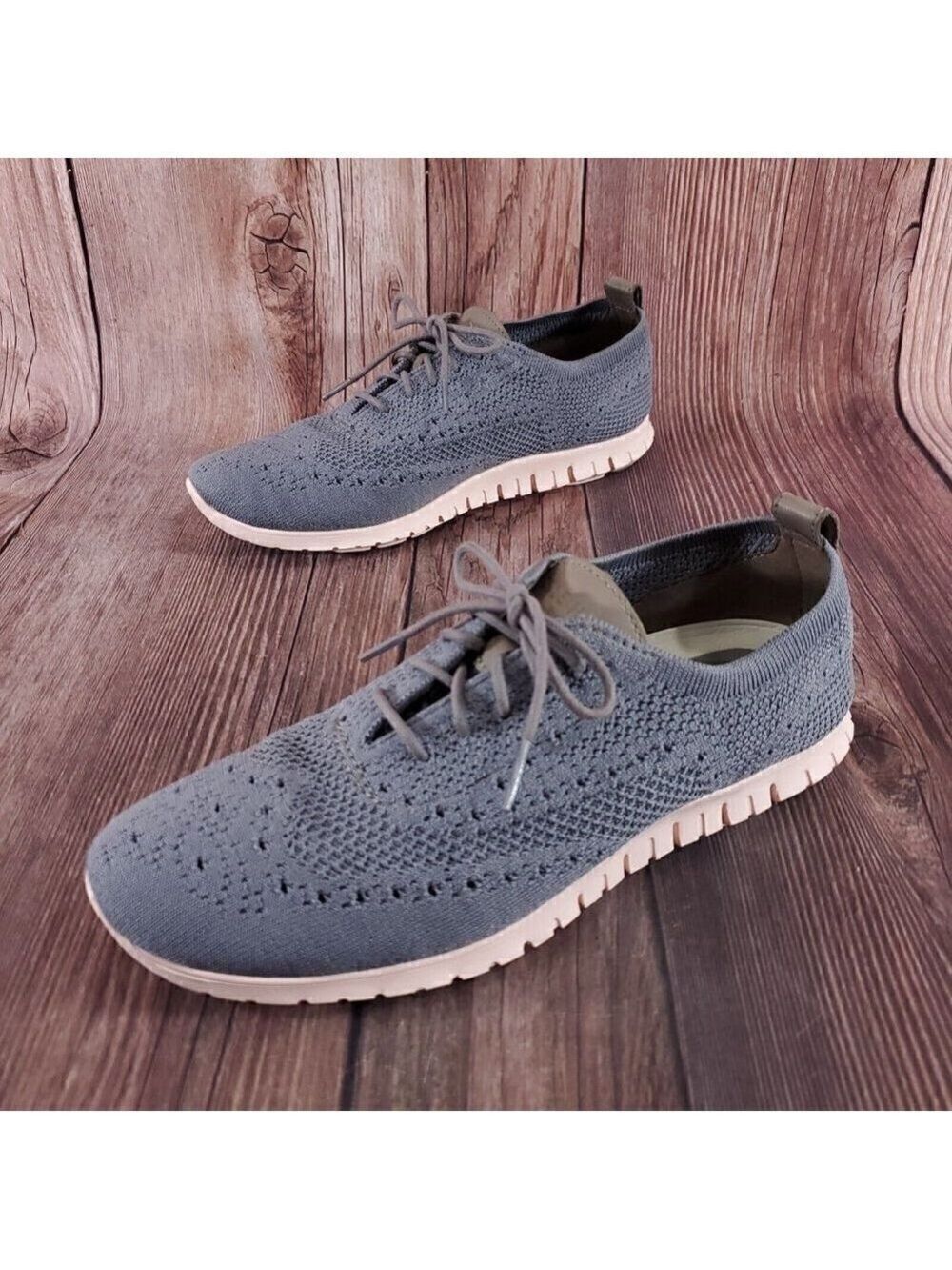 Cole Haan Womens 8.5 B Zerogrand Grand OS Gray Knit Oxford Wingtip Shoes W06727